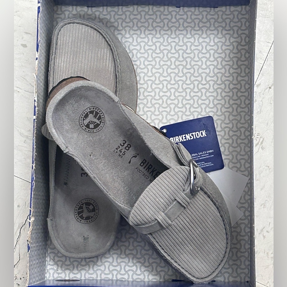 Birkenstock | Buckley Suede Corduroy Clog Womens Size 38 US 7 Gray - Picture 10 of 13